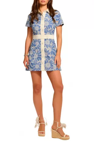 Shannon Embroidered Mini-Shirtdress