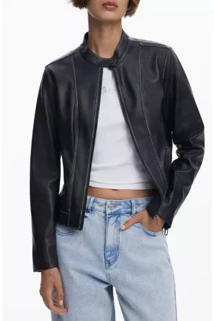 Faux Leather Moto Jacket