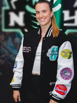 Sabrina Ionescu Any Time Any Where Varsity Jacket