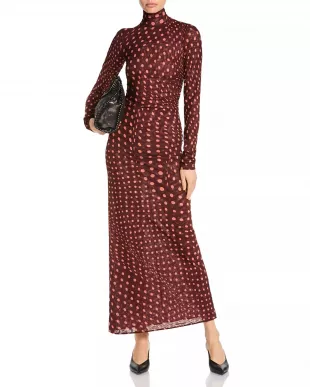 Polka Dot Mesh Long Dress