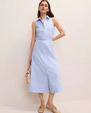 Striped Collared Halter Midi Dress