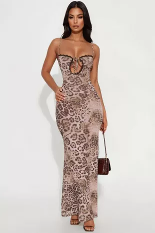 Chloe Mesh Leopard Maxi Dress