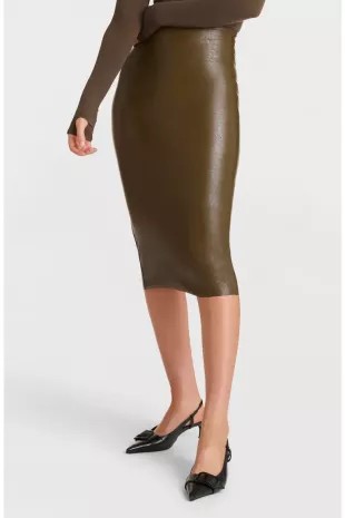 Faux Leather Midi Skirt