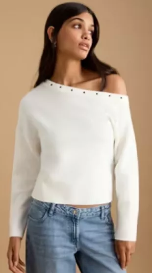 Asymmetrical studded sweater