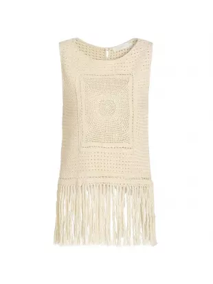 Indra Crochet Fringe Cotton Tank