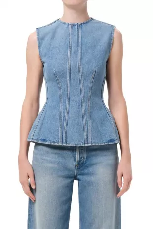 Agolde Corbin Denim Peplum Top