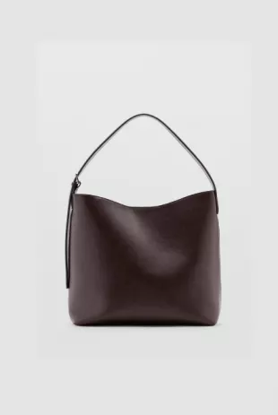 Buckle Detail Adjustable Strap Bag in Dark Brown