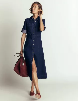 Denim Midi Shirt Dress