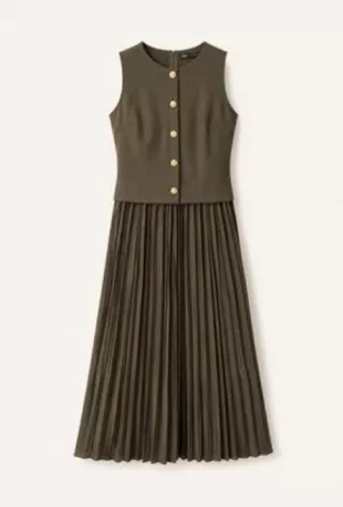 Button Olive Dress