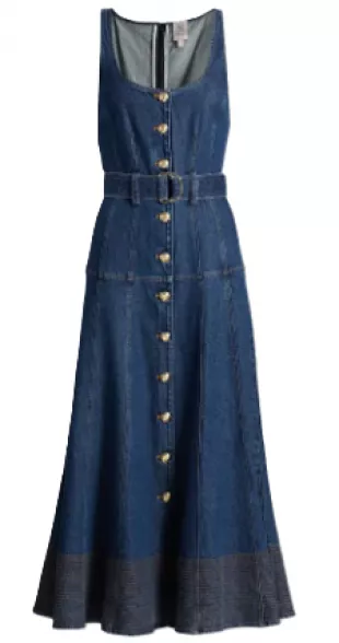 Kehlani Denim Belted Midi Dress
