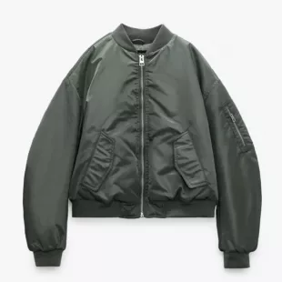 Cozy Minimalist Zara Water and Wind Protection Bomber Jacket