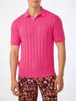 Days of Our Lives Greg Rikaart Pink Ribbed Polo Shirt