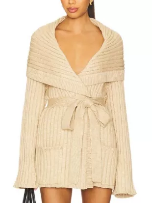 The McBee Dynasty S03 Allie Eklund Beige Slouchy Cardigan