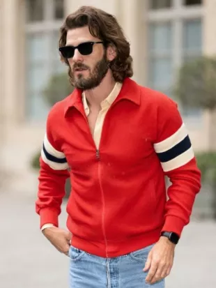 Andrew Garfield NYC 2026 Red Bomber Jacket