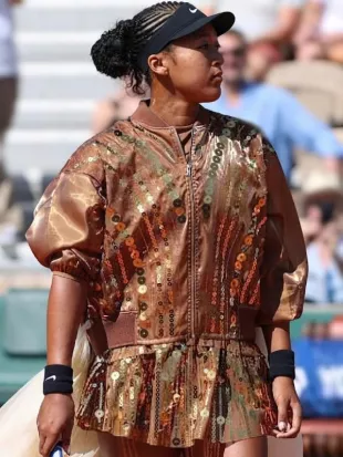 French Open 2026 Naomi Osaka Gold Sequin Bomber Jacket