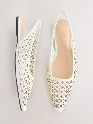 White Forever Comfort® Lasercut Slingback Flats