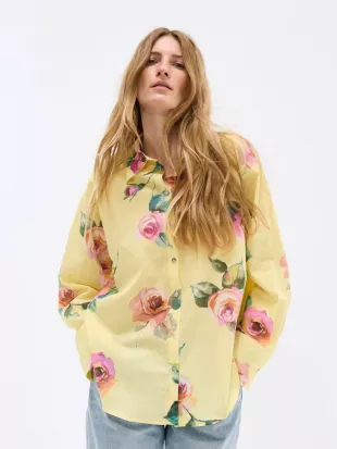 Yellow Patterned Cotton Shirt