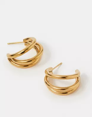 Stainless Steel Triple Hoop Earrings