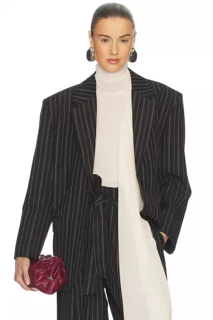 Stripe Twill Boyfriend Blazer