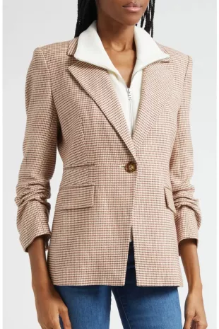 Battista Houndstooth Check Dickey Jacket