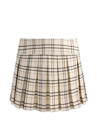 Box-pleat Plaid Mini Skirt