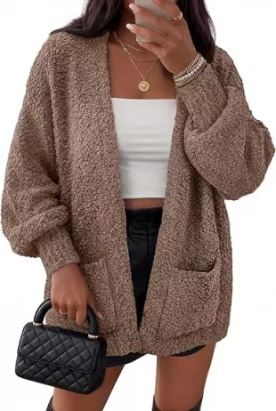 Fuzzy Popcorn Oversized Sherpa Chenille Cardigan Sweaters