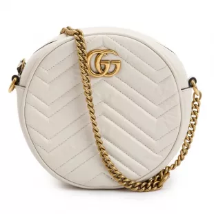 GG Marmont Round Mini Chain Shoulder Bag Black