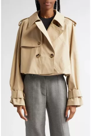 Double Breasted Crop Trench Coat