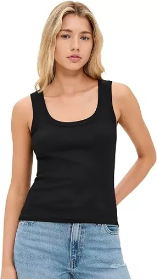 Generative Cotton Ribbed Scoop Neck Tank