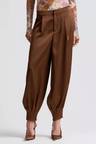 Pleated Satin Balloon Pants