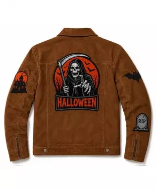 Creepy Trick or Treat Patch Suede Jacket