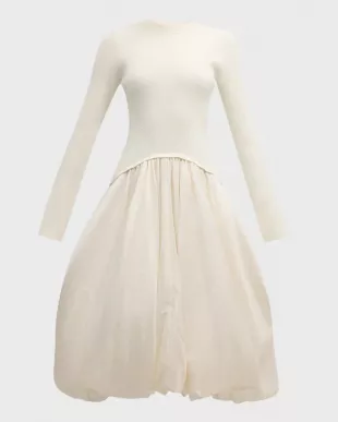 Kenlie Mixed Media Bubble Midi Dress