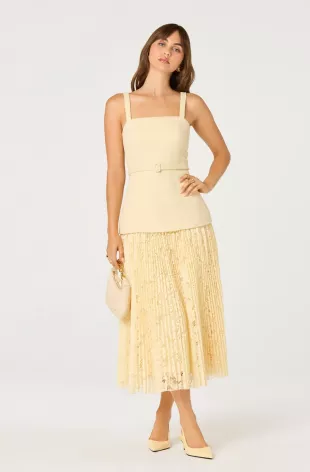 Caitlin Mixed Media Tweed Midi Dress