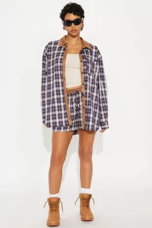 Checking The Boxes Plaid Short Set