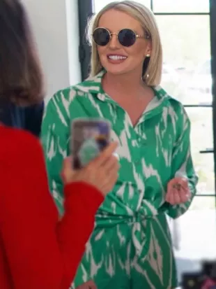 Real Housewives of Salt Lake City S5 Whitney Rose Green Printed Shirt