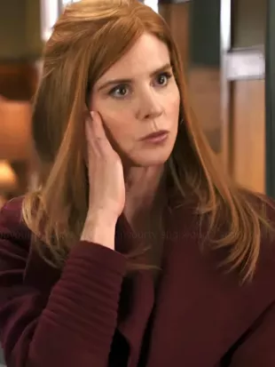Sarah Rafferty My Life With The Walter Boys S02 Maroon Wrap Coat