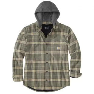 Rugged Flex Relaxed Fit Flannel Fleece Lined Hooded Shirt Jacket