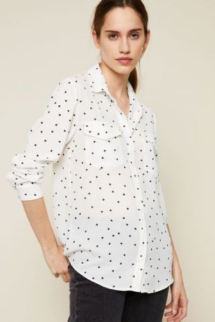 Chemise imprimé coeur blanche