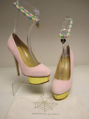 Charlotte Olympia Sweet Dolly Light Pink Suede Platform Pumps Size 36.5  | eBay