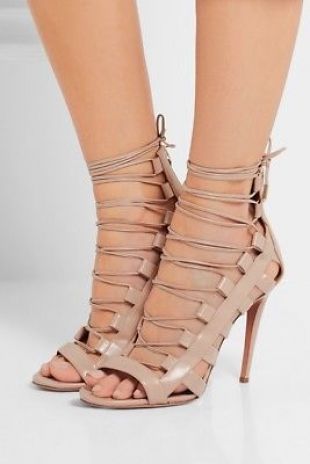 AQUAZZURA NUDE "Amazon" Lace Up Sandals size 11, 41  | eBay