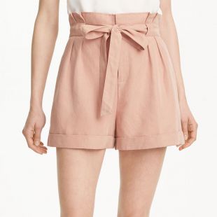 Club Monaco Anree paperbag shorts in peach bluff, ASO, NWT, taille 42