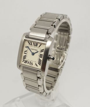 Cartier 2384 Tank Française Stainless Steel 20x25mm Ladies Steel Watch