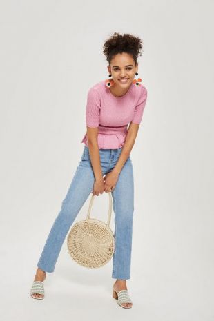 Shirred Knitted T Shirt