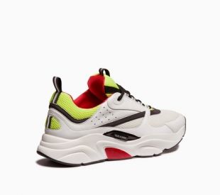 White, yellow and black canvas and calfskin trainer sneakers by Dior