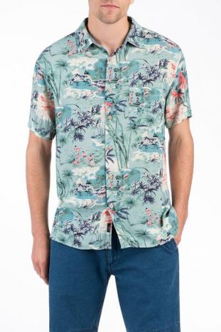 Faherty SS Hawaiian shirt Pao Pao Bay Print