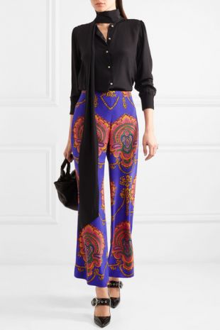 Gucci   Printed silk crepe de chine wide leg pants