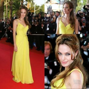 Acheter .Angelina Jolie Red Carpet Party Robes Sexy Custom Made Mermaid Floor Length Jaune Celebrity Dress Sweetheart Pleat Straps De $98.15 Du Beautypalace | Dhgate.Com