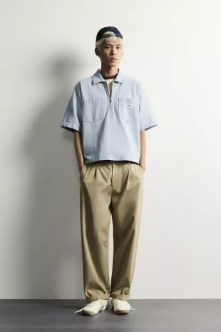 Zip Polo Shirt With Pockets