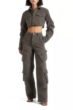 Catherine Cropped Boucle Denim Jacket