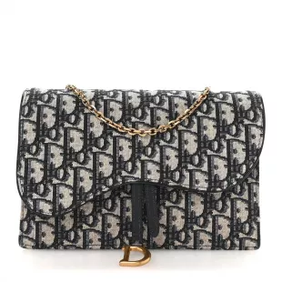 Oblique Saddle Chain Pouch Blue